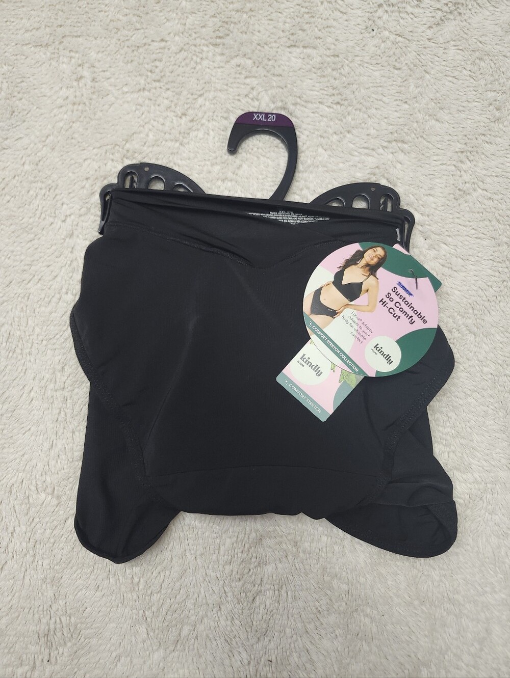 • NWT Kindly Yours So Comfy Cross-over Hi-Cut Panty Size XXL Black